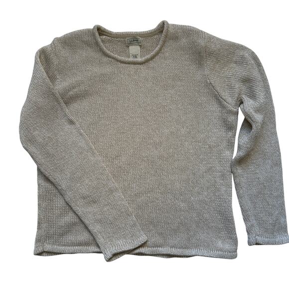 Vintage LL Bean 100% cotton roll neck sweater, M, tan EUC - Picture 1 of 4